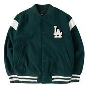 MLB棒球服外套男装2024绿色学院风运动服上衣男士飞行夹克