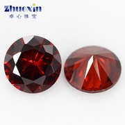 圆形深石榴红色锆石戒面裸石仿钻 人造大红色宝石主石0.8~2.75mm