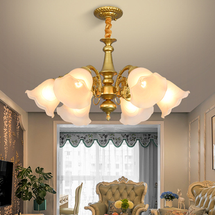 定制美式客厅吊灯轻著仿古铜，灯欧式灯具，现代简约创意卧室灯餐厅灯