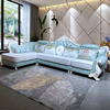 欧式沙发家具布艺沙发组合客厅，大户型轻奢雕花科技布简欧皮布沙发