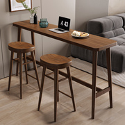 实木吧台桌家用小户型现代简约创意长条高脚桌客厅，酒吧台桌椅组合
