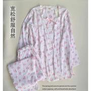 春夏季 薄款纯棉纱布月子服长袖套装 女孕妇装是产后哺乳喂奶睡衣