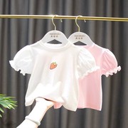 1-4岁女童夏装短袖t恤宝宝，婴幼儿童洋气，泡泡袖纯棉打底衫上衣半袖