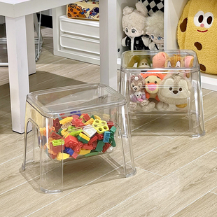 毛绒娃娃收纳凳高颜值透明玩具收纳椅可坐式储物凳家用宝宝小凳子