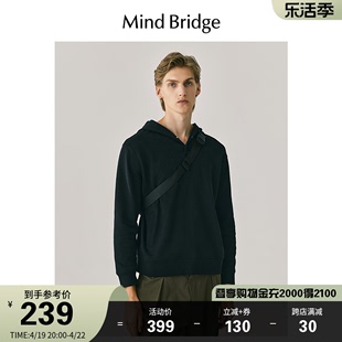 MB MindBridge秋季男士连帽卫衣2023长袖套头T恤美式黑色上衣