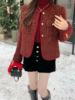 韩国ulzzang秋冬法式气质时尚圆领单排扣修身显瘦呢料外套女