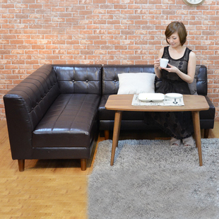 北欧小户型皮沙发黑色客厅办公室现代简约双人皮艺转角沙发组合