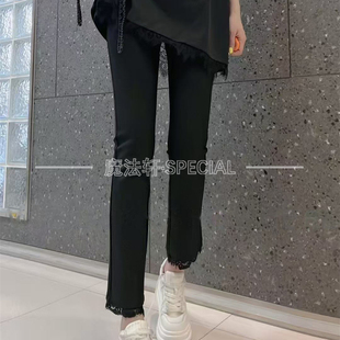黑色蕾丝花边休闲裤铅笔裤女2025春季新款高腰修身长裤子欧洲站q