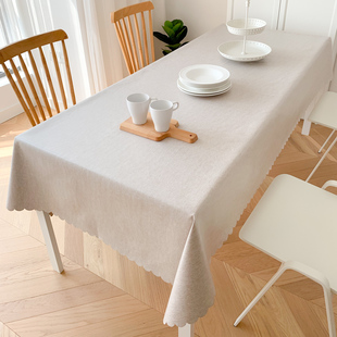 桌布防水防油免洗布艺棉麻北欧简约茶几长方形台布餐桌布纯色桌垫