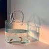 电视柜旁鱼缸小型客厅2023观赏手提小鱼玻璃缸桌面摆件金鱼