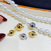 DIY珍珠配件 S925 纯银单排项链扣按压扣金色银色黑色 手链串珠扣