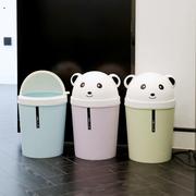 带盖垃圾桶家用熊猫迷你时尚创意卡通加厚无盖客厅卧室宿舍大纸篓