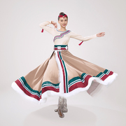 原创藏族舞蹈演出服女艺考练习半身裙考级大摆裙民族广场舞比赛服