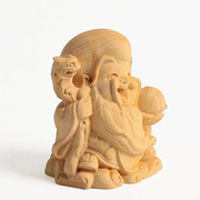 高档黄杨木雕文玩手把，件寿星摆件，福禄寿随身佛像手工雕刻工艺品