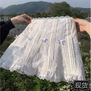 Lisa同款白色半身裙女夏季设计感蕾丝花边拼接短裙