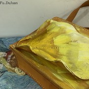 孤品 链条包 斜挎包 手提植鞣皮包 手工包 艺术油画包 黄包