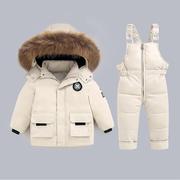宝宝儿童羽绒服套装男女童婴儿，12-韩版3岁-冬装背带裤两件套
