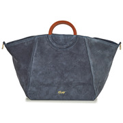 bettylondon女包大容量，手提包真皮高级感复古圆环蓝色购物袋