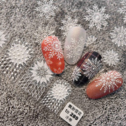白色飘渺雪花美甲贴纸圣诞浮雕日系背胶冬季系列指甲贴装饰品