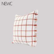 新宸优品新年红色条纹纯棉，抱枕被子两用手工流苏多功能沙发靠枕
