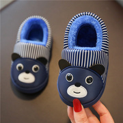 儿童棉拖鞋1-3岁6男女童冬季卡通皮面防水中小童宝宝保暖包跟棉鞋