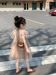 2023夏季女童重工森系蕾丝欧根纱蓬蓬裙公主连衣裙子