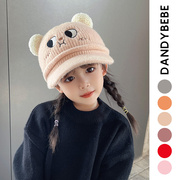 日本儿童秋冬帽子男女孩毛线，鸭舌保暖加厚可爱棒球卡通宝宝针织帽