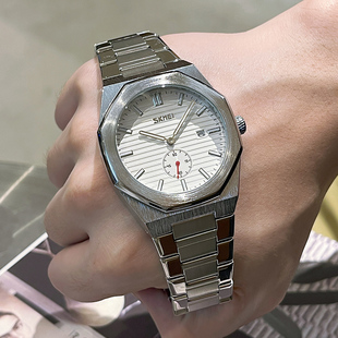 时刻美手表男款学生潮流高级感大表盘钢带日历商务男士手表
