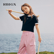 rbigx瑞比克2024夏季圆领小香风，短袖t恤女童精致烫钻洋气上衣