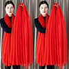 中国红女士丝巾2米超大红色围巾跳舞纱巾，长款夏季防晒沙滩巾披肩