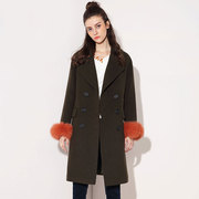 季候风冬季通勤时尚，加厚保暖中长款羊毛呢大衣，外套女6804da205
