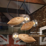 美式乡村实木芒果造型餐厅，小鸟吊灯现代简约咖啡厅木艺蜜蜂吊灯
