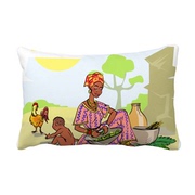 黑人非洲部落母子插画抱枕靠枕腰枕沙发靠垫双面含芯礼物
