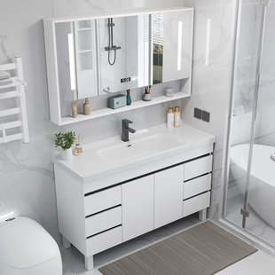 实木落地浴室柜组合免漆环保，洗脸洗手盆洗漱台卫生间面盆智能镜柜