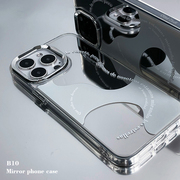 设计师原创适用iphone14promax镜面高级感手机壳，苹果13pro情侣，12小众14pro防摔硬壳12promax带镜子简约15