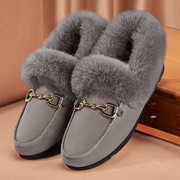 棉鞋女冬加绒老北京布鞋，一脚蹬毛毛鞋软底，保暖冬款时尚女式豆豆鞋