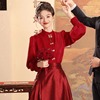 新中式马面裙婚服搭配的红色敬酒服秀禾服套装国风新娘订婚礼服裙