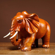 花梨木雕大象摆件一对实木家居，吉祥木质风水象办公室送工艺品