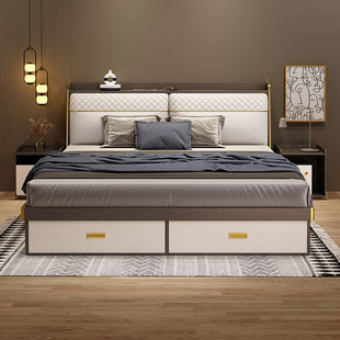 床现代简约高箱储物床1.8米主卧婚床1.5米床北欧小户型轻奢双人床