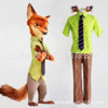 动物城 狐狸尼克拟人cosplay衣服装草绿色衬衣+棕色裤子+领带