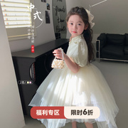 蓝小爸儿童连衣裙2023夏季中式公主裙女宝宝甜美网纱蓬蓬裙