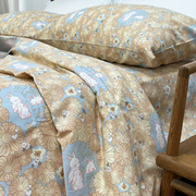 小清新床单被套100%纯棉斜纹印花单件全棉150x200x230单双人被罩