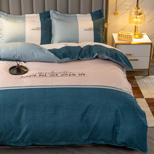 纯棉磨毛加厚四件套床上用品被套全棉4件套床单式1.8m2.0套件
