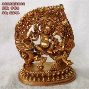 约5寸白财神(白财神)佛像，尼泊尔纯铜鎏金，佛像骑龙白宝藏王约高14cm