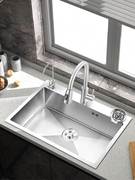厨房304不锈钢手工水槽拉丝，加厚水槽单槽套餐，大单槽洗菜盆洗碗池