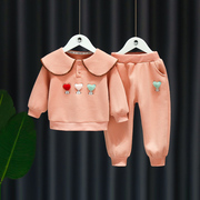1-3岁女童套装2024春季女宝宝洋气两件套婴儿童休闲卫衣秋装衣服4