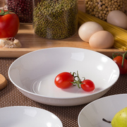 纯白色创意骨瓷餐盘套装，餐具圆形汤盘陶瓷，菜盘家用深盘菜盘子碟子