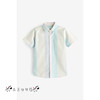 NEXT英国男童装24春夏男宝粉蓝绿色竖条纹纯棉短袖衬衣衬衫