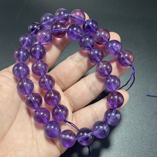 纯天然梦幻巴西紫水晶圆珠12mm散珠配珠手链饰品diy半成品约31颗