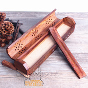 核桃木手工印度工艺香盒储藏烧香可开合精致木盒可用可藏长29.5cm